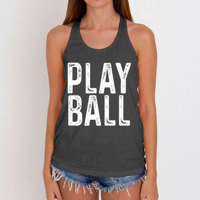 Play Ball Cute Baseball Softball Funny Women's Knotted Racerback Tank