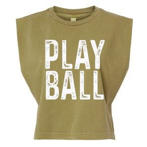 Play Ball Cute Baseball Softball Funny Garment-Dyed Women's Muscle Tee