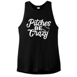 Pitches Be Crazy Softball Baseball Ladies PosiCharge Tri-Blend Wicking Tank