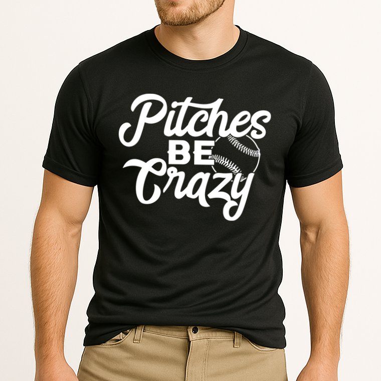 Pitches Be Crazy Softball Baseball Cooling Performance Crew T-Shirt