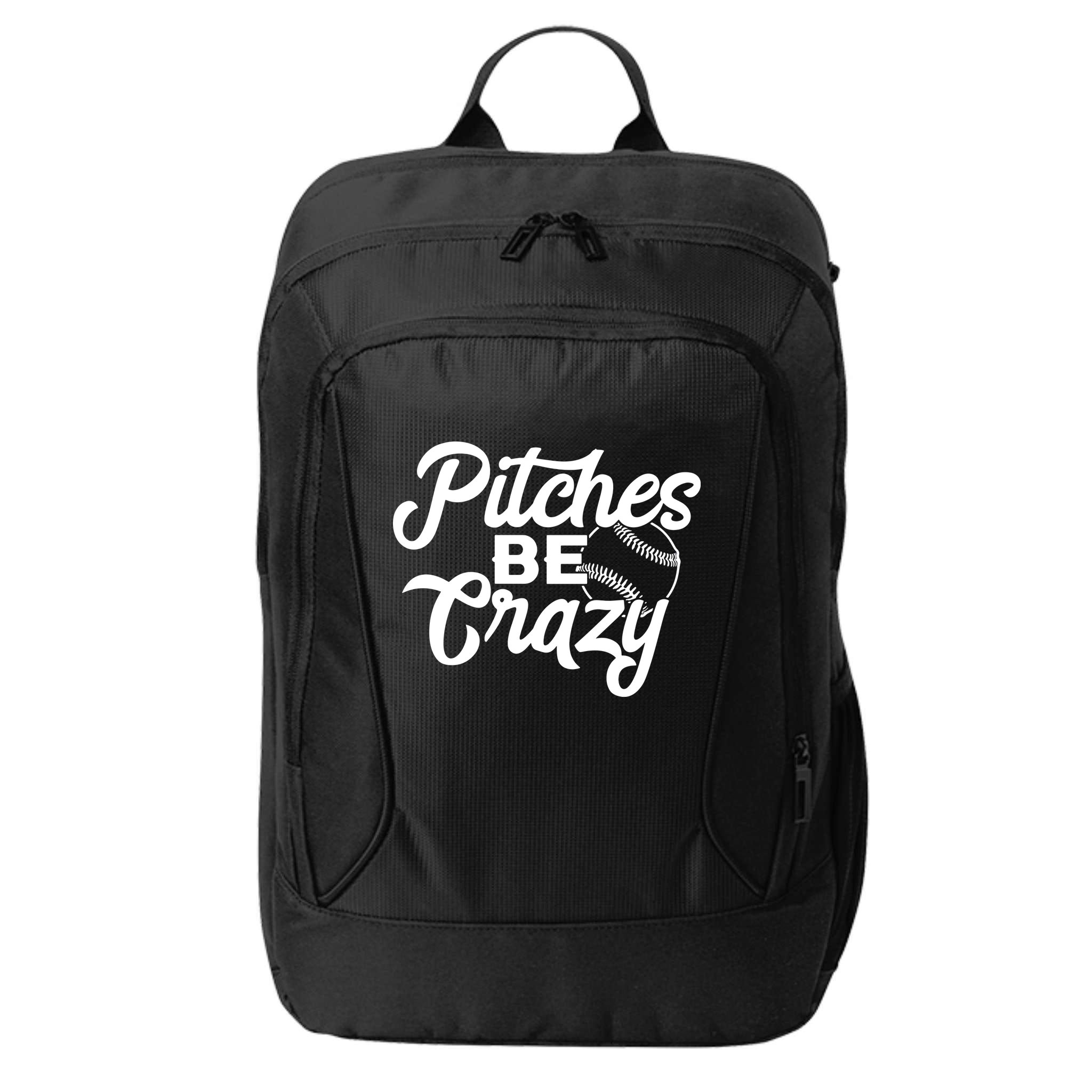 Pitches Be Crazy Softball Baseball City Backpack