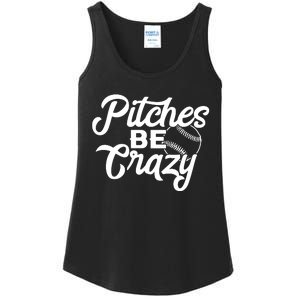 Pitches Be Crazy Softball Baseball Ladies Essential Tank