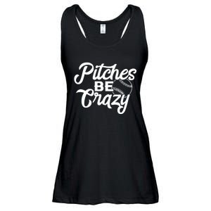 Pitches Be Crazy Softball Baseball Ladies Essential Flowy Tank