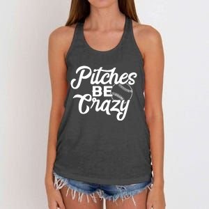 Pitches Be Crazy Softball Baseball Women's Knotted Racerback Tank