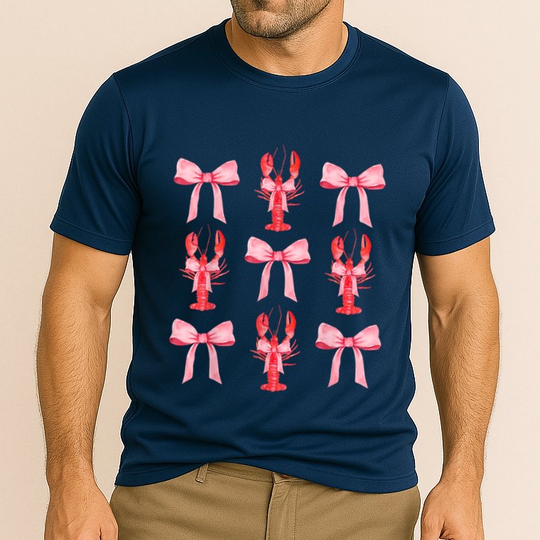 Pink Bow Cute Coquette Crawfish Clean Girl Aesthetic Cooling Performance Crew T-Shirt