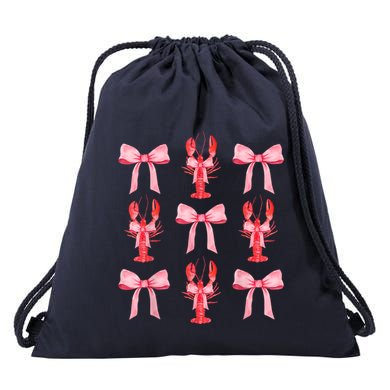 Pink Bow Cute Coquette Crawfish Clean Girl Aesthetic Drawstring Bag