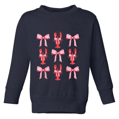 Pink Bow Cute Coquette Crawfish Clean Girl Aesthetic Toddler Sweatshirt