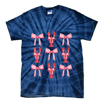 Pink Bow Cute Coquette Crawfish Clean Girl Aesthetic Tie-Dye T-Shirt