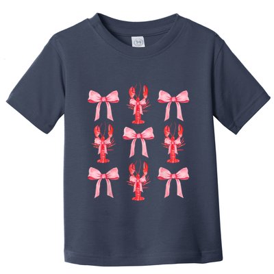 Pink Bow Cute Coquette Crawfish Clean Girl Aesthetic Toddler T-Shirt