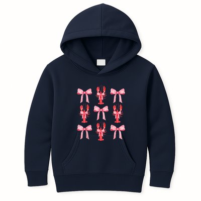 Pink Bow Cute Coquette Crawfish Clean Girl Aesthetic Kids Hoodie