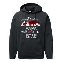 Papa Bear Christmas Pajama Red Plaid Buffalo Family Performance Fleece Hoodie