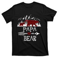 Papa Bear Christmas Pajama Red Plaid Buffalo Family T-Shirt