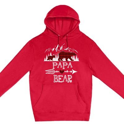 Papa Bear Christmas Pajama Red Plaid Buffalo Family Premium Pullover Hoodie