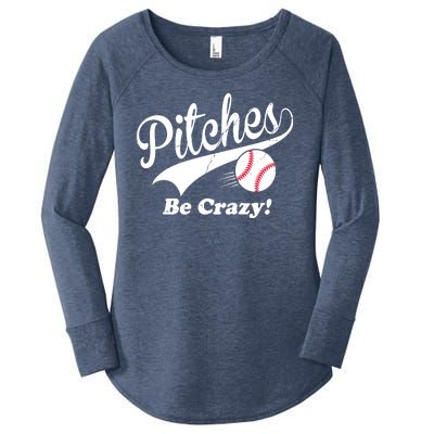 Pitches Be Crazy Funny Baseball Sport Women's Perfect Tri Tunic Long Sleeve Shirt