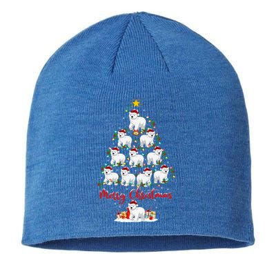 Polar Bear Christmas Tree Lights Funny Polar Bear Xmas Gift Sustainable Beanie