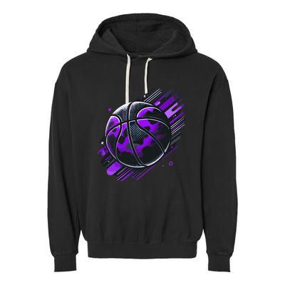 Purple Basketball Camouflage Garment-Dyed Fleece Hoodie