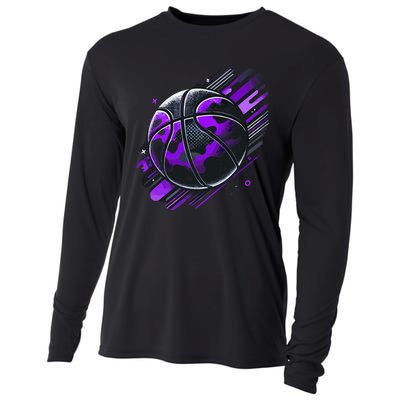 Purple Basketball Camouflage Cooling Performance Long Sleeve Crew