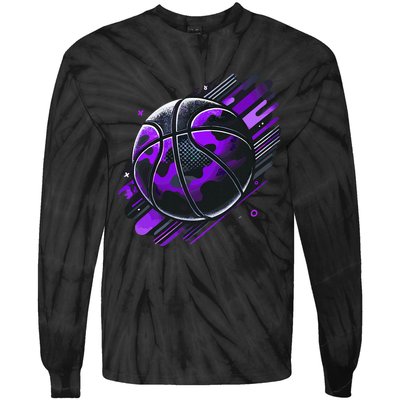 Purple Basketball Camouflage Tie-Dye Long Sleeve Shirt