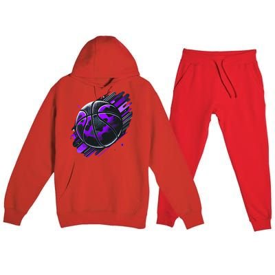 Purple Basketball Camouflage Premium Hooded Sweatsuit Set