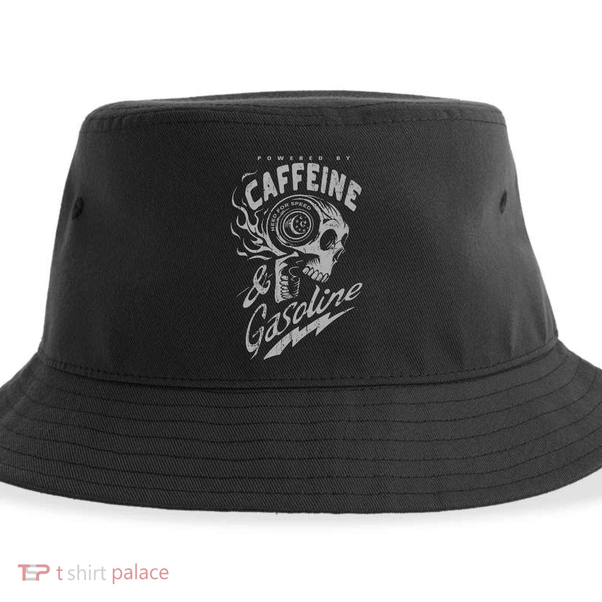 Powered By Caffeine And Gasoline Sustainable Bucket Hat