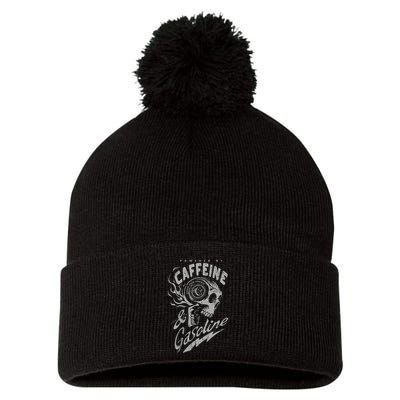Powered By Caffeine And Gasoline Pom Pom 12in Knit Beanie