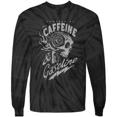 Powered By Caffeine And Gasoline Tie-Dye Long Sleeve Shirt