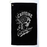 Powered By Caffeine And Gasoline Golf Towel