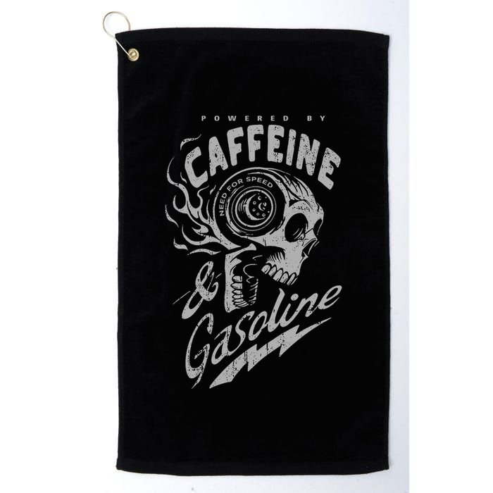 Powered By Caffeine And Gasoline Golf Towel