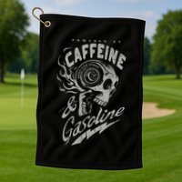Powered By Caffeine And Gasoline Golf Towel