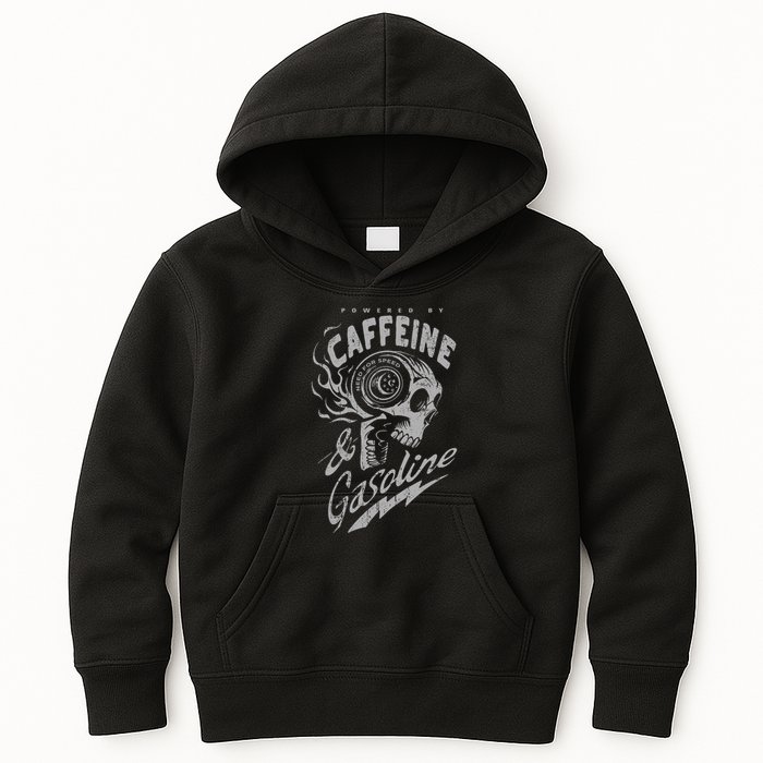 Powered By Caffeine And Gasoline Kids Hoodie