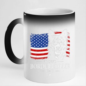 Proud Border Collie Dad American Flag Patriotic Dog 11oz Black Color Changing Mug