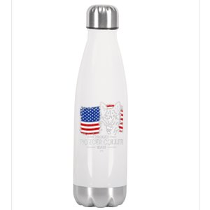 Proud Border Collie Dad American Flag Patriotic Dog Stainless Steel Insulated Water Bottle