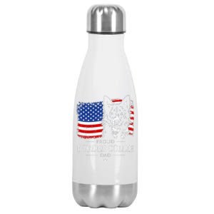 Proud Border Collie Dad American Flag Patriotic Dog Stainless Steel Insulated Water Bottle