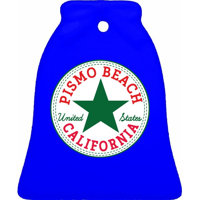 Pismo Beach California Usa Unites States Surfer Outfit Gift Ceramic Bell Ornament