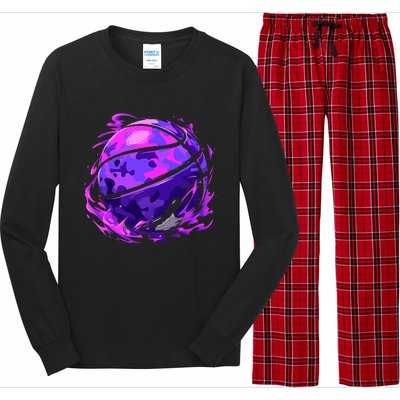 Purple Basketball Camouflage Player Long Sleeve Pajama Set