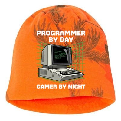 Programmer By Day Gamer By Night Funny IT Nerd Geek Kati - Camo Knit Beanie