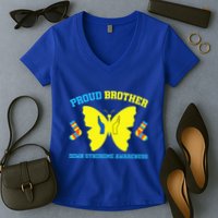 Proud Brother Down Syndrome Awareness Women's V-Neck T-Shirt