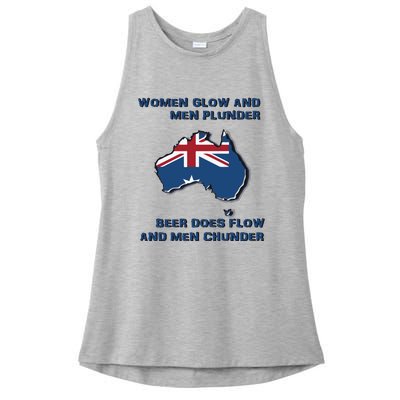 Plunder Beer Does Flow And Chunder Ladies PosiCharge Tri-Blend Wicking Tank