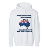 Plunder Beer Does Flow And Chunder Garment-Dyed Fleece Hoodie