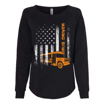 Patriotic Bus Driver Usa American Flag School Bus Driver Womens California Wash Sweatshirt