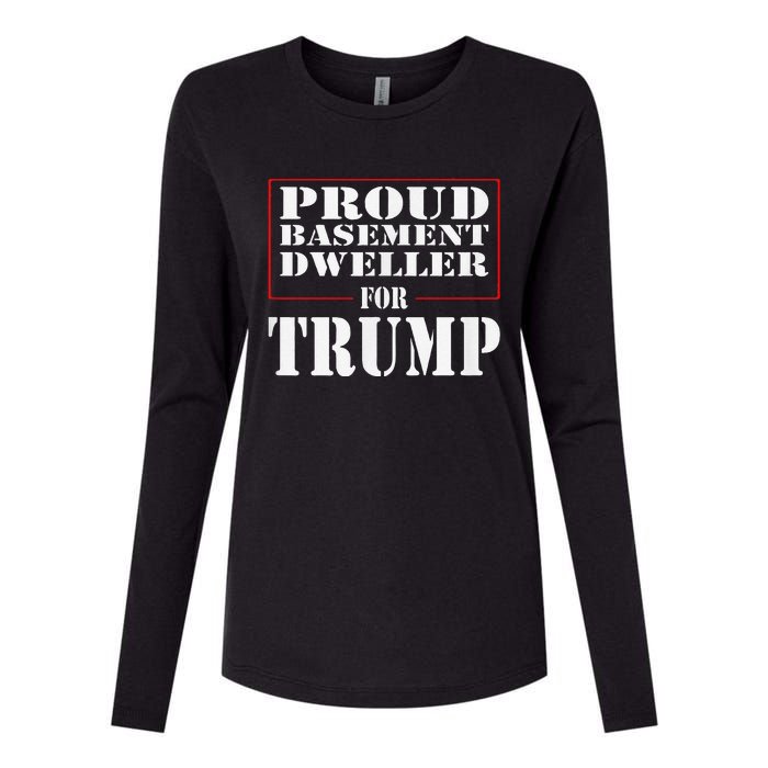 Proud Basement Dweller For Trump For President Womens Cotton Relaxed Long Sleeve T-Shirt