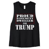 Proud Basement Dweller For Trump For President Women's Racerback Cropped Tank