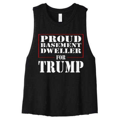 Proud Basement Dweller For Trump For President Women's Racerback Cropped Tank