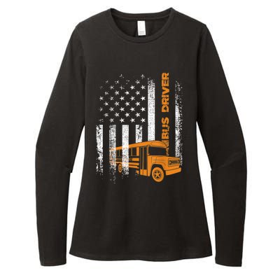 Patriotic Bus Driver USA American Flag School Bus Driver Womens CVC Long Sleeve Shirt