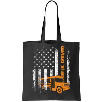 Patriotic Bus Driver USA American Flag School Bus Driver Tote Bag