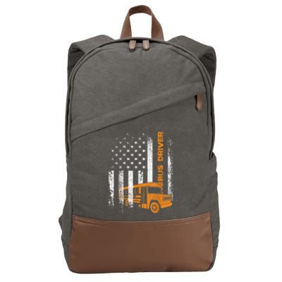 Patriotic Bus Driver USA American Flag School Bus Driver Cotton Canvas Backpack