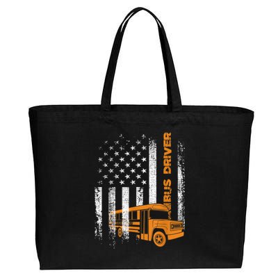 Patriotic Bus Driver USA American Flag School Bus Driver Cotton Canvas Jumbo Tote