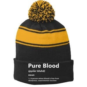 Pure Blood Definition Stripe Pom Pom Beanie