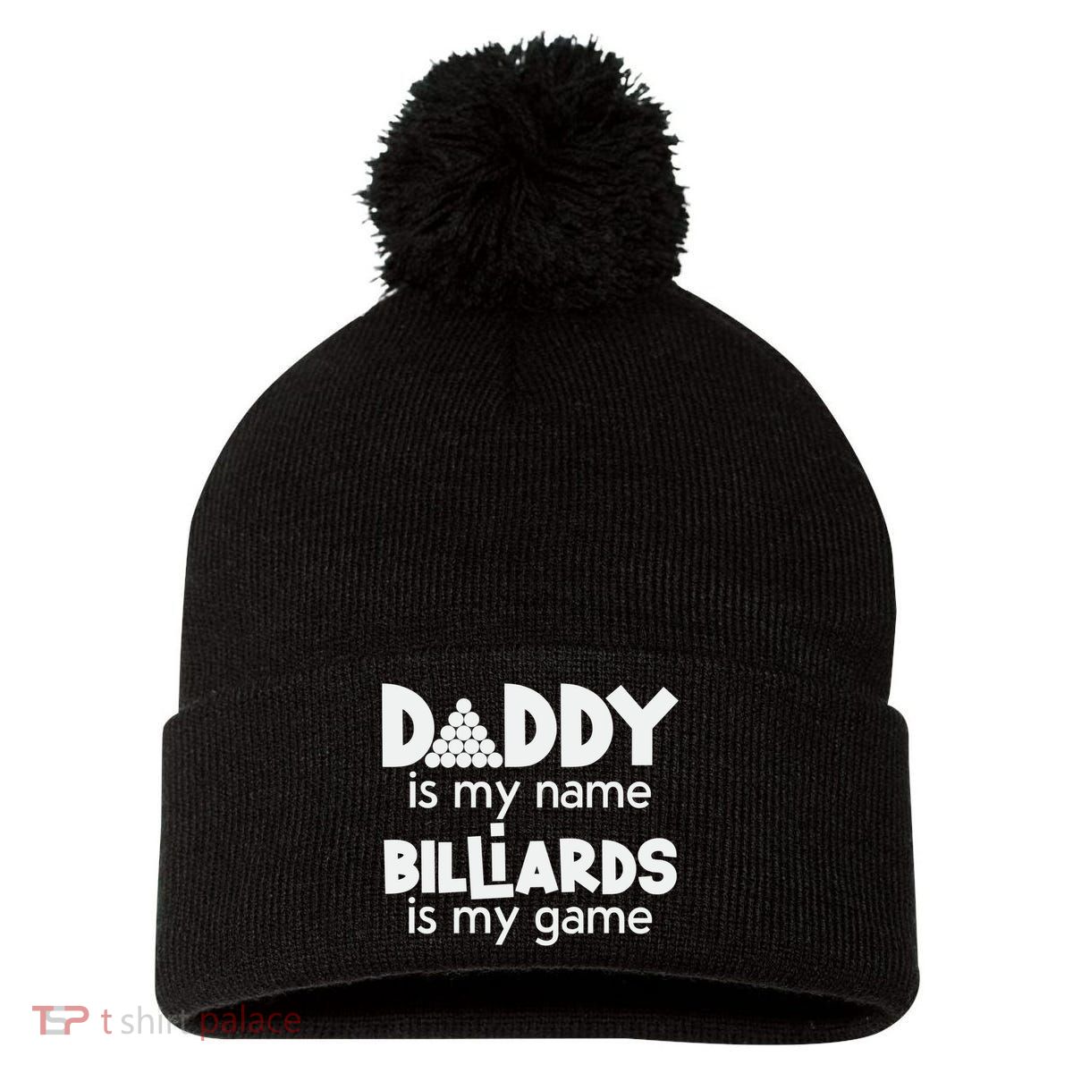 Pool Billiards Daddy Joke Pun Game Billiard Dad Gift Father's Day Pom Pom 12in Knit Beanie