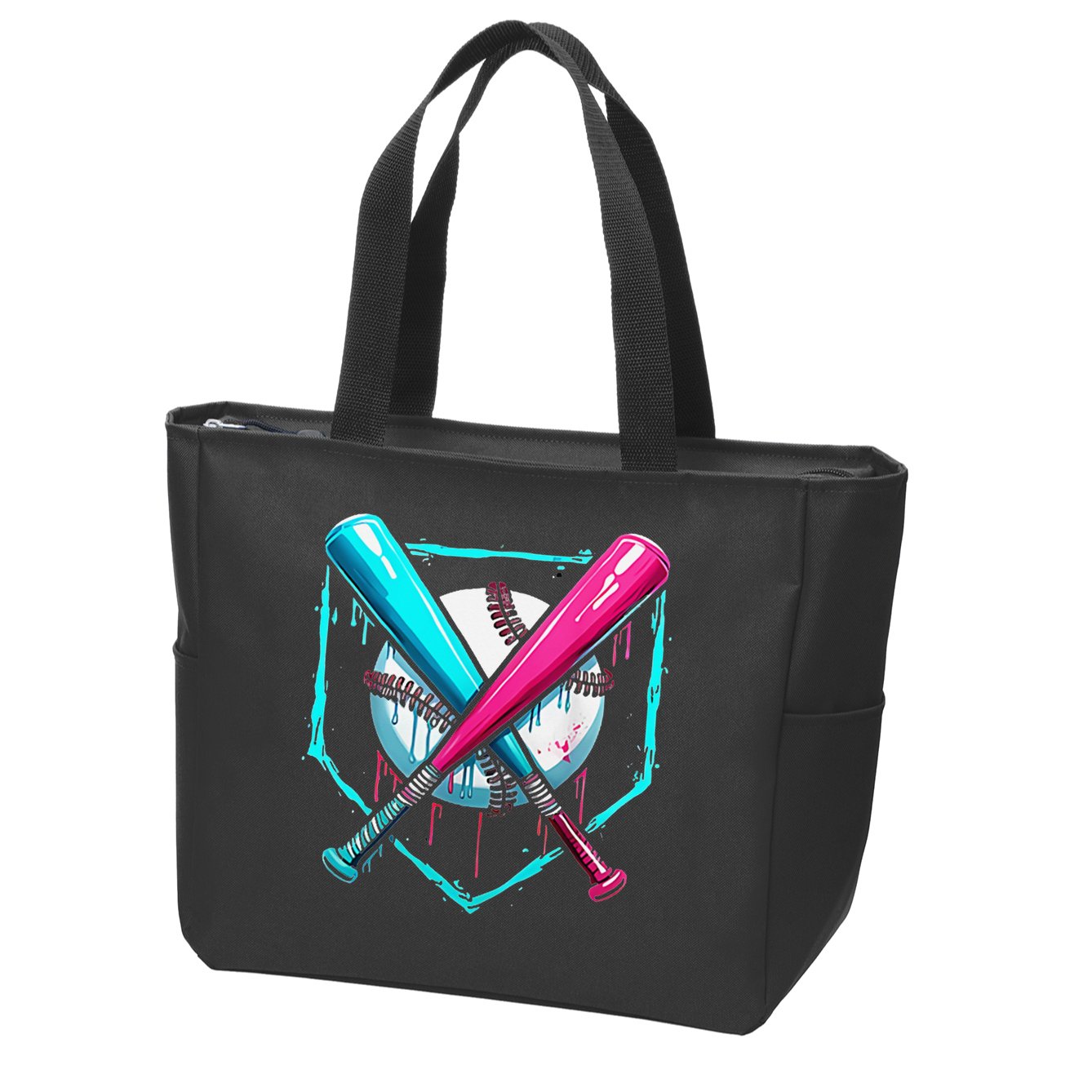 Pocket Baseball Drip Bats Ice Cream Drip Sports Zip Tote Bag
